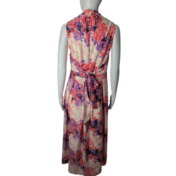 Tahari Halter Maxi Dress Womens Sz 10 Pleating Flowy Glam Event Wedding Feminine - Picture 6 of 13